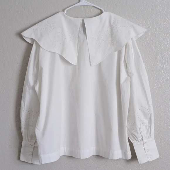 Damson Madder Romeo Broderie Oversized Cotton Button Up Heart Blouse - Picture 7 of 14